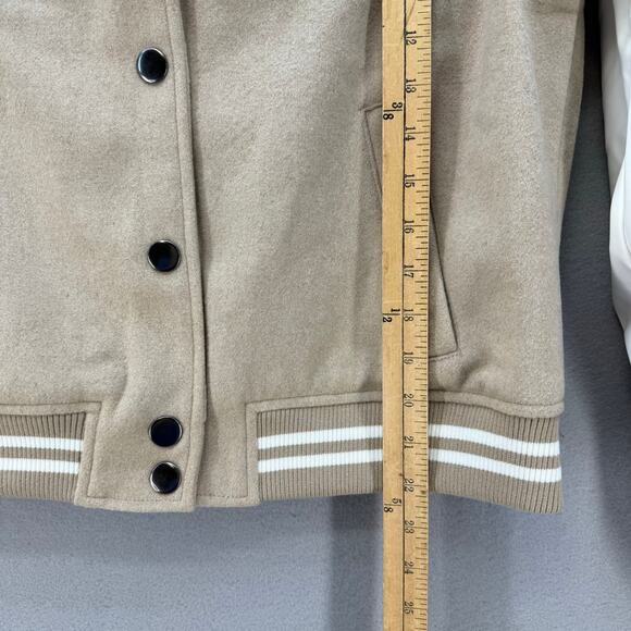 NWT True Religion True Varsity Jacket Women's L Tan White Preppy Y2k 600011 - Picture 11 of 12
